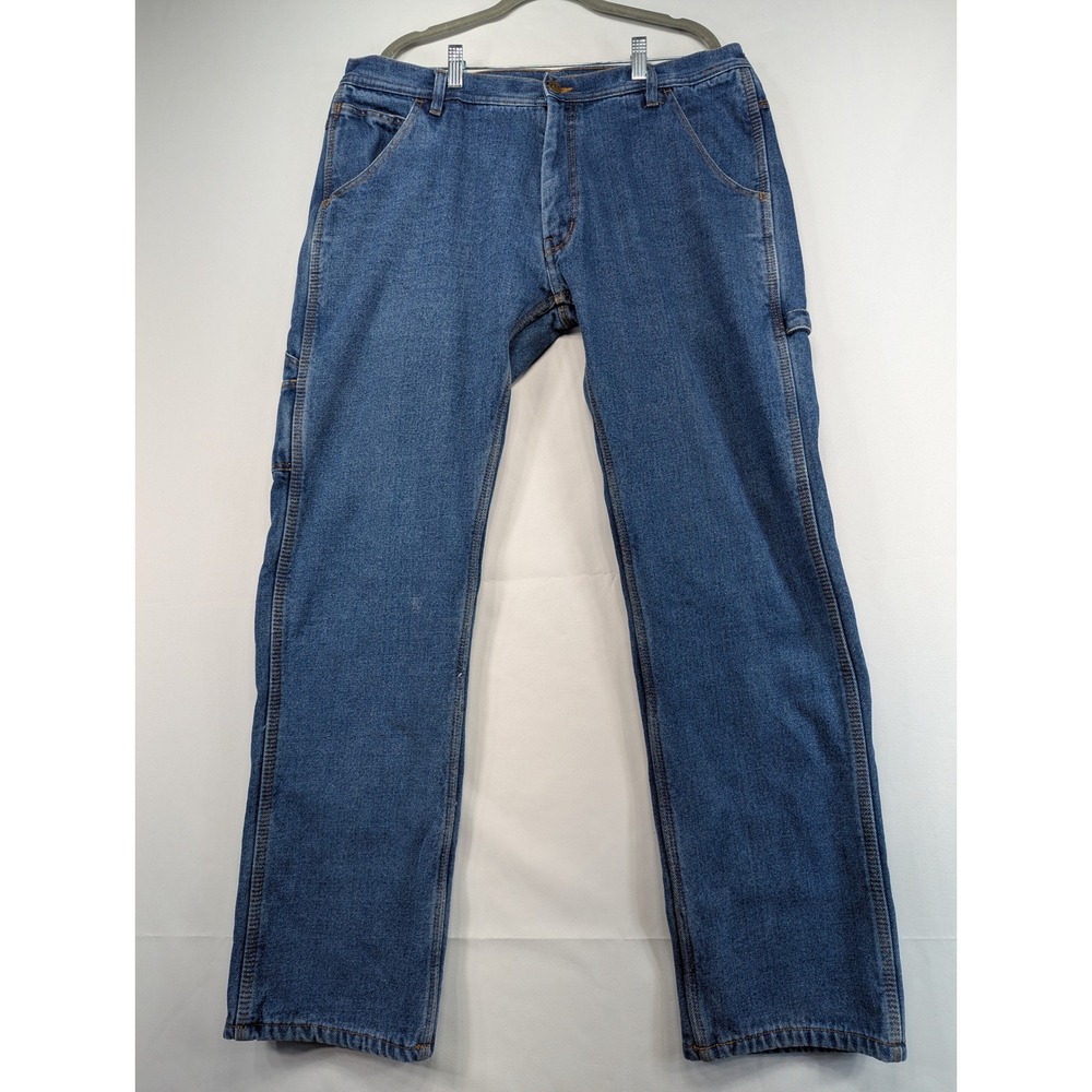 Key Industries Carpenter Jeans Mens 36x34 Blue Denim‎ Workwear Fleece Lined